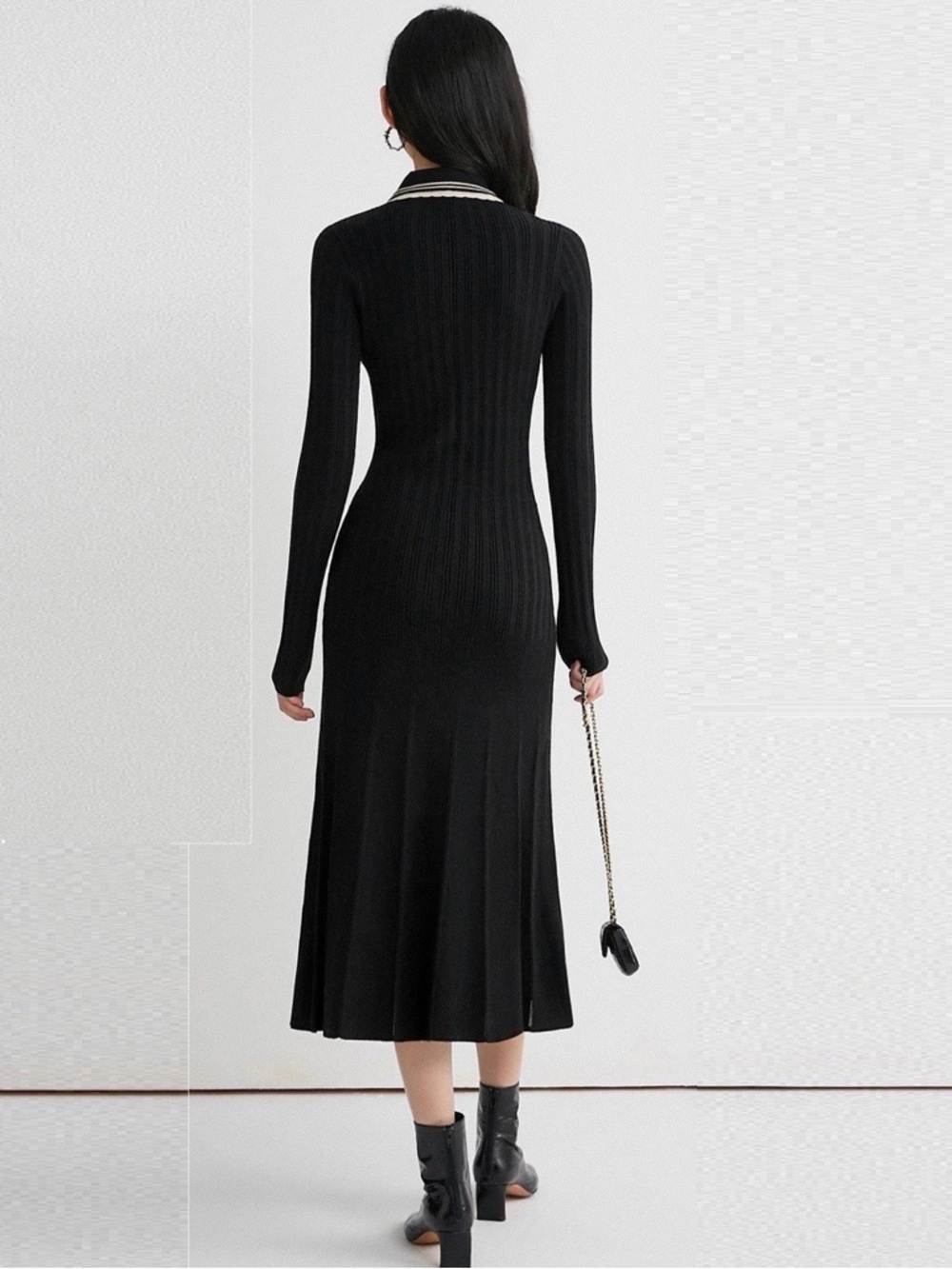 SANDRO Alexandrine Long Sleeve Sweater Dress - Picture 3 of 15